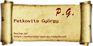 Petkovits György névjegykártya