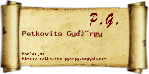 Petkovits György névjegykártya