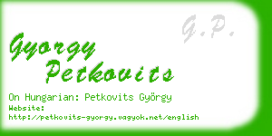 gyorgy petkovits business card